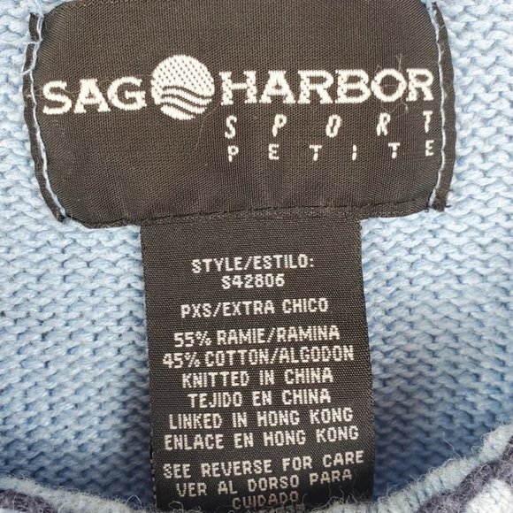 Sag Harbor Nautical Crew Neck Sky Blue Knit Embroidered Sweater, Size XS - Picture 6 of 6